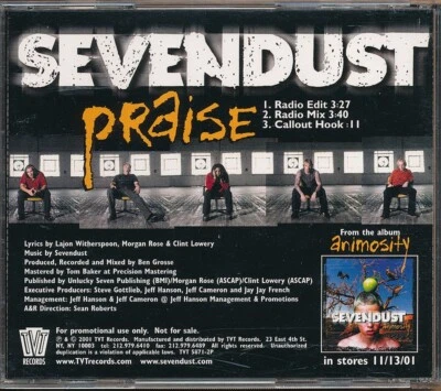 Sevendust - Praise RARE promo only CD single w/ exclusive edit & radio mix '01 - Image 1 of 2
