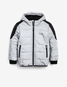 Hugo Boss Boys Grey Silver Reflective Coat Jacket 6 Years Padded Authentic - Picture 1 of 8