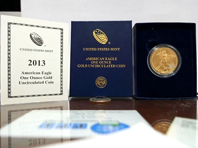 2013 W American Gold Eagle 1 oz $50 Uncirculated Coin With US Mint Box & COA - Image 1 of 4