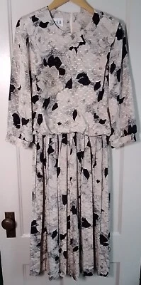 Vestido De Colección R.E.O. Originales Para Mujer Talla 14 Negro Tostado Floral Unión EE. UU. Secretaria Foto 1 de 4