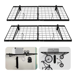 Schwarz 2 Packungen Garagenregal mit 6 Haken 24*48" Wandregal Garage Lagerregal - Bild 1 von 20