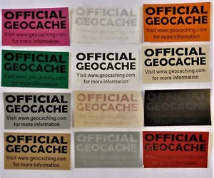 12 pegatinas de caché para geocaching varios colores inc rosa caliente - Imagen 1 de 1