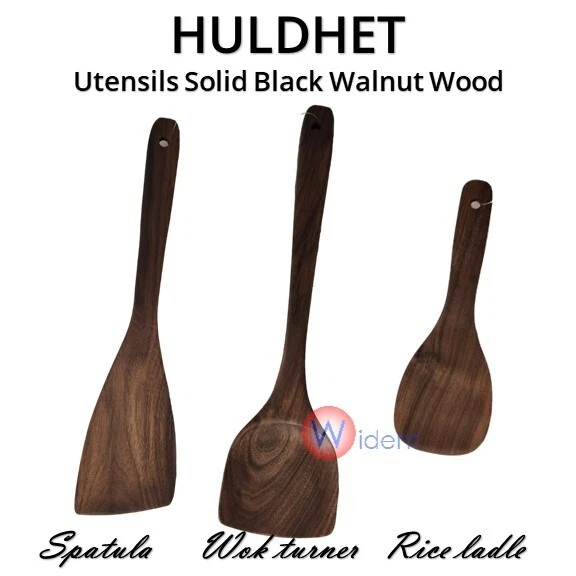 IKEA HULDHET Utensils Spatula Work Turner Rice Ladle Solid Black Walnut Wood - Image 1 of 1