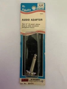 "Adaptador de audio estéreo HiFi vintage NOS EE. UU. STD 1/4"" enchufe de teléfono a conector Mike" - Imagen 1 de 1