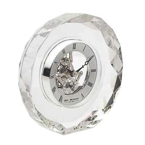 Widdop Crystal Glass Round Skeleton Movement Table Clock W2017 - Picture 1 of 3
