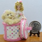 Hat Box with Puppy by Bridget McCarty with Porcelain Doll by Artisan PAT BOLDT