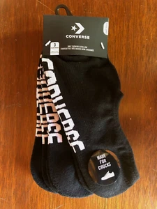 Converse Women's Sock Ultra Low Wick Moisture 3-Pair Black Half Cushion 4-10 New - Picture 1 of 2