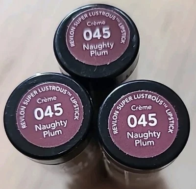 3x Revlon Super Lustrous Lipstick - Creme - 045 Naughty Plum - Image 1 of 4