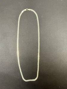 Real Solid 925 Sterling Silver Mens 20” Curb Cuban Necklace Chain 3.7 mm 12 Gram - Picture 1 of 5