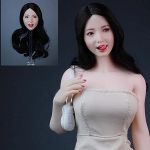 1/6 Female Black Hair Head Moveable Eyes W/tongue For 12" Phicen Female Figure - Picture 1 of 5