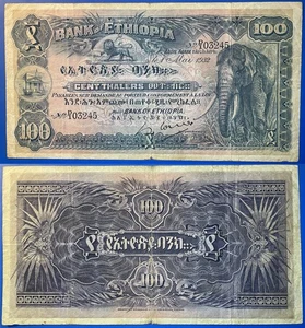 Äthiopien Mai 1932 100 Taler P-10 Elefant Sehr schön + - US-Verkäufer - Bild 1 von 7