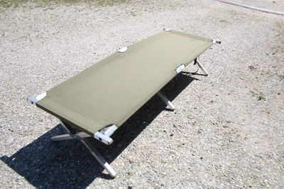 German Army Camp Bed Aluminium Folding Field Lounger Folding Bed - Image 1 of 3