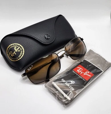  Gafas de sol Ray Ban mate Gunmetal polarizadas lentes marrones RB3498 029/T5 NUEVAS Foto 1 de 4