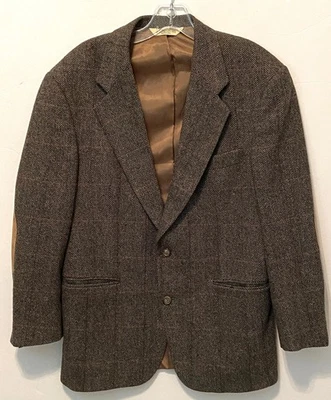 Abrigo Blazer Evan Picone Robinsons May Para Hombres De Colección Deportivo Marrón Lana Espiga Foto 1 de 4