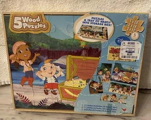 Jake and the Neverland Pirates 5 Wood Puzzles w/tray NEW in Package Disney - Picture 1 of 5