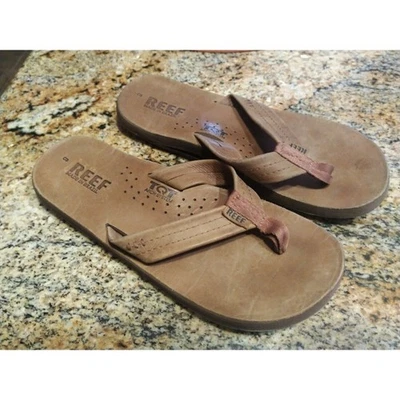 Sandálias Reef Masculinas Chinelos Marrom Slip On TQT Arco Suporte Abridor de Garrafa 8 - Imagem 1 de 4