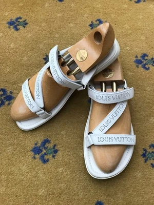Louis Vuitton Sandalias Zapatos Blanco Correa Logo Cuero Para Hombres UK 10 US 11 EU 44 Foto 1 de 4