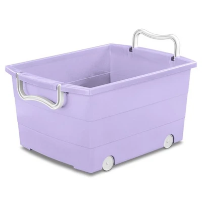 Your Zone Kids Rolling Toy Storage Bin with Handles, Purple Foto 1 de 4