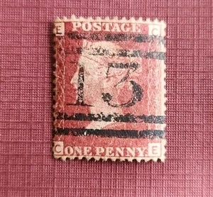 Lot 16. 1864 GREAT BRITAIN Stamp #1 RED One PENNY USED VF - Picture 1 of 2