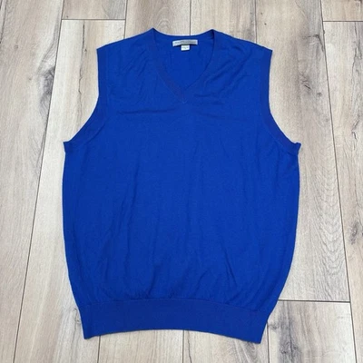 Chaleco Suéter KINROSS 100 % Cachemira Para Hombre Talla Mediana Azul Cuello en V Abuelo Suave Foto 1 de 4