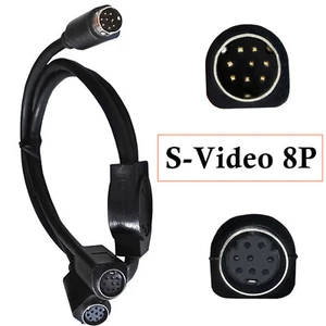 1pc S-Video Mini DIN 8 Pin Male to 2 Female Y Splitter Adapter TV Monitor Cable - Picture 1 of 9