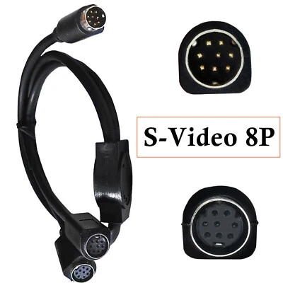 1pc S-Video Mini DIN 8 Pin Male to 2 Female Y Splitter Adapter TV Monitor Cable - Image 1 of 4