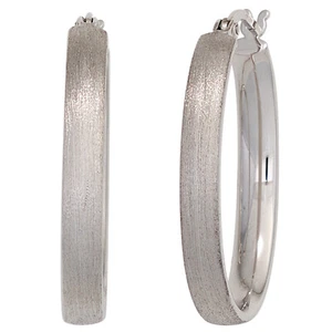 JOBO Creolen oval 925 Sterling Silber mattiert Ohrringe Silberohrringe Silbercre - Bild 1 von 1