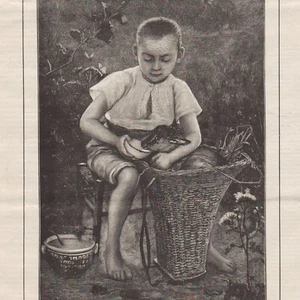 Le cabri malade - - Gravure de presse 1886 - Picture 1 of 2