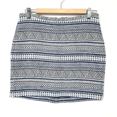 Falda H&M LOGG Azul Geométrico Rayas Recta Lápiz Trasero Cremallera Talla 6 Foto 1 de 4