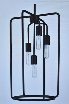 Luz colgante Progress Lighting P500224 4 luces estilo granja negro mate Foto 1 de 4