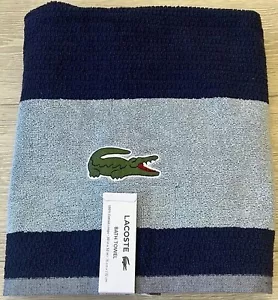 Asciugamano da bagno LACOSTE grande coccodrillo blu navy misure 30" x 52" - Foto 1 di 4