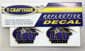LSU Tigers PRIMARY LOGO REFLECTIVE 2" Vinyl Decals Set of 2 Louisiana State - Picture 1 of 1