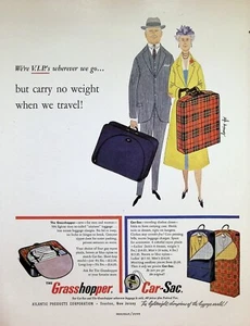 VINTAGE 1950s Print Ad ~ Atlantic Products Grasshopper and Car-Sac Luggage ~ - Picture 1 of 1