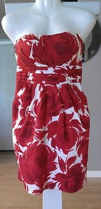 VESTIDO A PRESIÓN VINTAGE EMPIRE CINTURA ROJO Y BLANCO TUBO TOP CON LAZO TRASERO TALLA 11 - Imagen 1 de 5