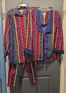 NEW VINTAGE UNION LABEL 3 PC MAGGIE SWEET TOP PANTS JACKET GEOMETRIC SIZE LARGE  - Picture 1 of 24