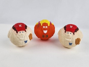 Vintage Wendy's Baseball Kid's Meal Toys Rubber Ball Players set of 3