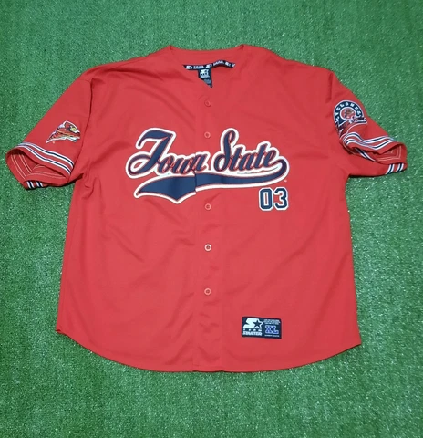 Vintage Starter Iowa State Cyclones Baseball Jersey Men Size XL Red Cover