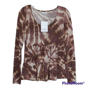 LOVE, FIRE Women's Tie-Dye Top M Long Sleeve Round Neck NWT Boho Hippie - Picture 1 of 11