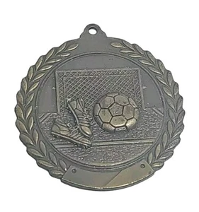 Soccer Gold Tone Metal Medal, Badge Antique & Old Rare Collectable Ball & Shoes - Picture 1 of 2