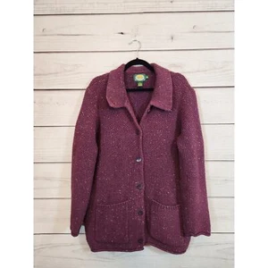 Cabela's Womens Burgundy Solid Long Sleeve Button Front Cardigan Sweater Size XL - Picture 1 of 5