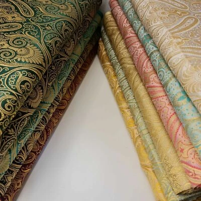 Double Paisley Brocade Fabric Dress Craft Costume Quilting Material 44" By Meter - Image 1 of 4