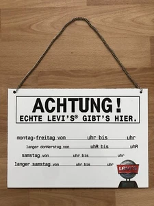 Original LEVIS Öffnungszeiten Emaille Schild Werbeschild Selten Top Zustand - Bild 1 von 3