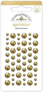 Doodlebug Sprinkles Adhesive Enamel Shapes 6/Pkg-Gold Assortment, Hello Again - Picture 1 of 1