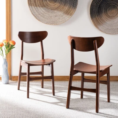 SAFAVIEH Lucca Retro Dining Chair Set of 2 | Walnut | - Image 1 of 4