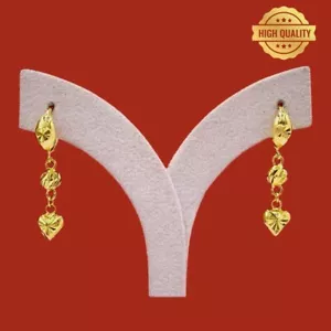 18K 22K 24K THAI BAHT YELLOW Gold Plated Filled Earrings Jewelry Women For Her - Picture 1 of 3