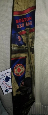 Boston Red Sox baseball bat pennant helmet nostalgia Silk NECKTIE MLB : NECK TIE Cover