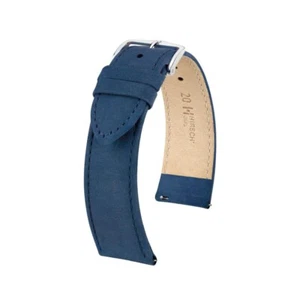 Hirsch Osiris Nubuk blue calf leather watch strap, 20 mm, 03433080-2-20 - Picture 1 of 3