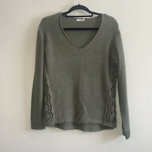 Suéter Francesca’s Harper Tejido Verde Cottage Core Talla Mediana Crochet Pullover - Imagen 1 de 12