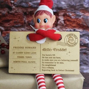 Cartolina Personalizzata Legno Elfo Arrivo Cartolina Natale Elfo Lettera Ritorno Posta - Foto 1 di 18