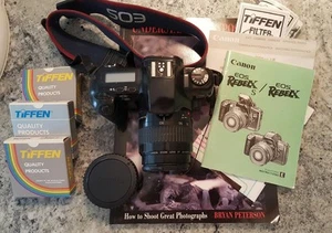 Canon EOS RebelX S Film Camera Zoom Lens EF 35-80MM + Strap Book Filters Manual - Picture 1 of 11